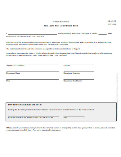 sick leave pool contribution form template