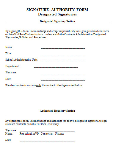 signature authority form template