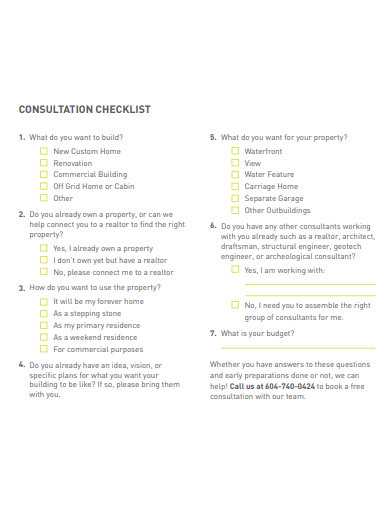 simple consultation checklist template