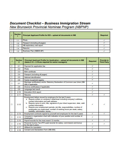 simple document checklist template