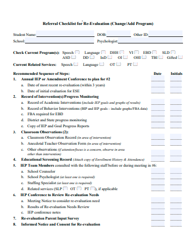 simple referral checklist template