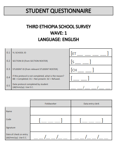 simple student questionnaire template