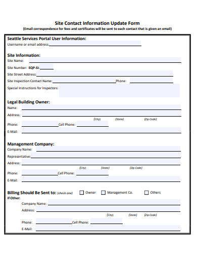 site contact information update form template