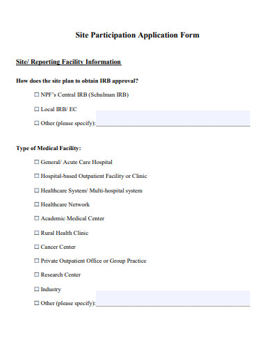 site participation application form template
