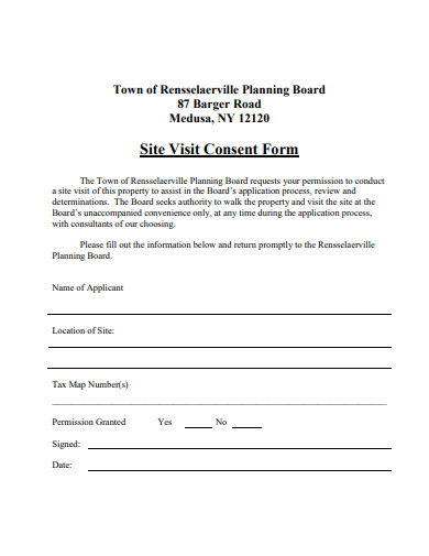 site visit consent form template