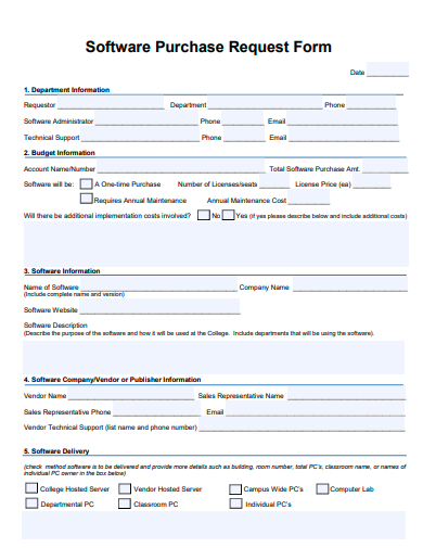 software purchase request form template