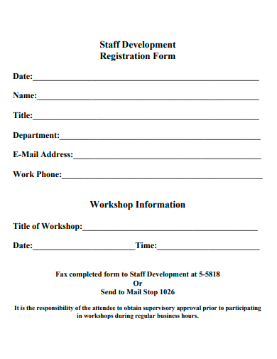 staff development registration form template