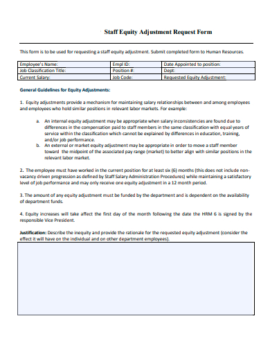 staff equity adjustment request form template