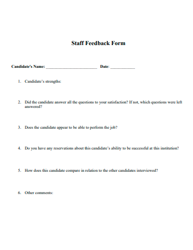 staff feedback form template