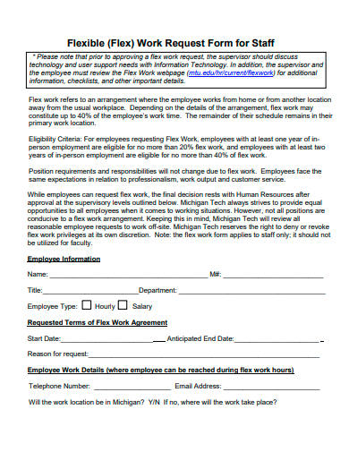 staff flexible work request form template