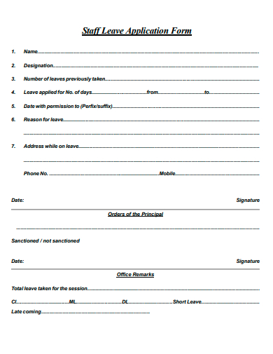staff leave application form template
