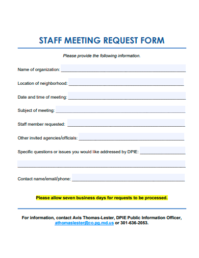 staff meeting request form template