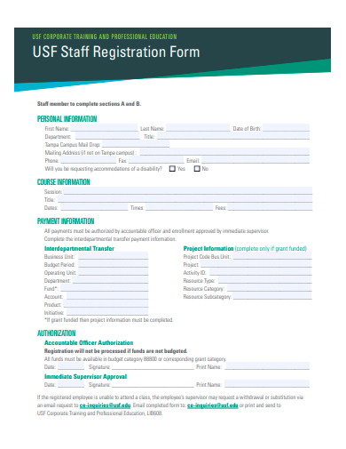 staff registration form template