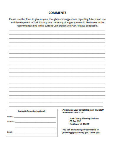 standard comment form template