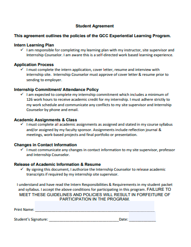 student agreement example