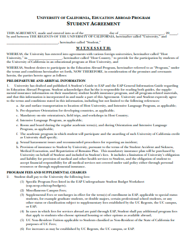student agreement template