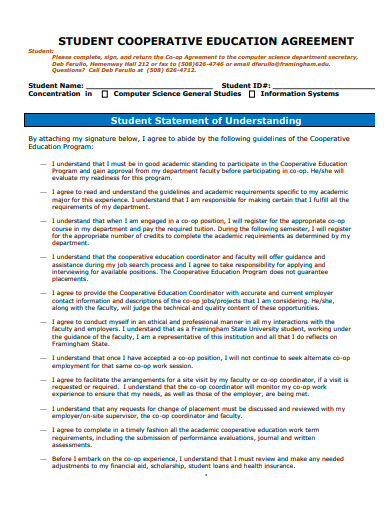 student cooperative education agreement template