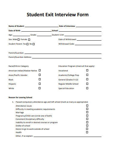 student exit interview form template