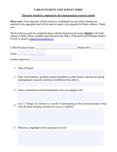 student exit survey form template