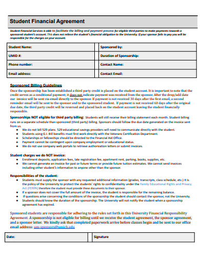 student financial agreement template