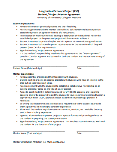 student project mentor agreement template