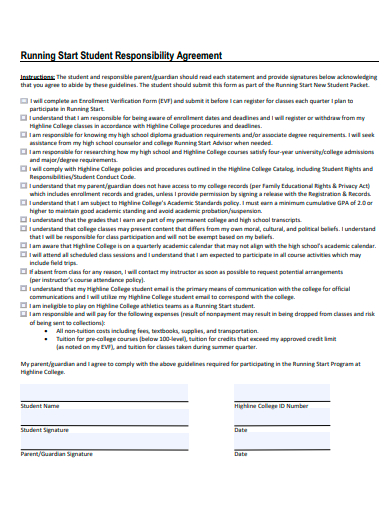student responsibility agreement template