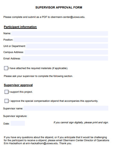 supervisor approval form template