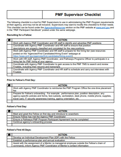 supervisor checklist example