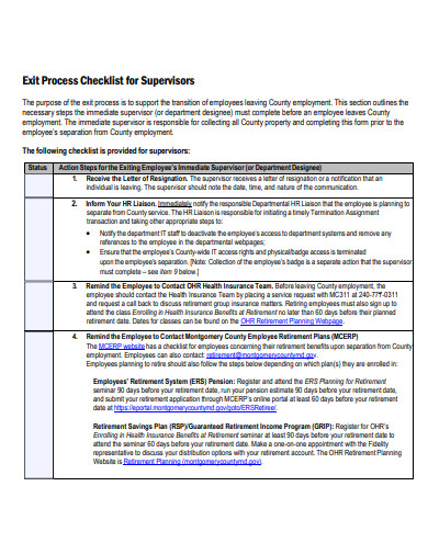 supervisor exit process checklist template