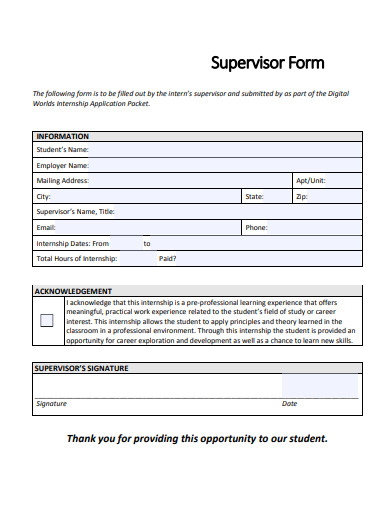 supervisor form template