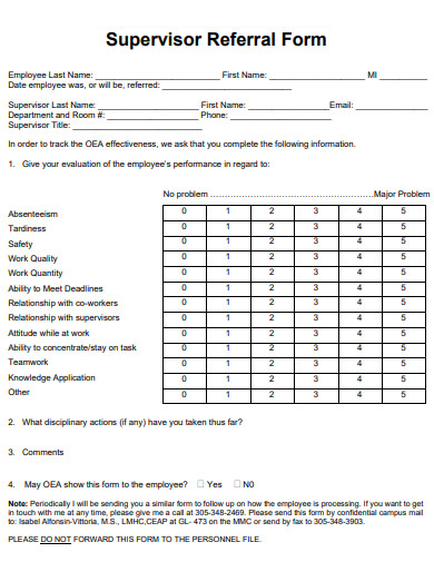 supervisor referral form template