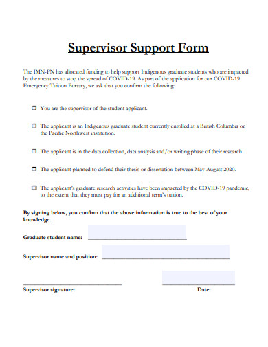 supervisor support form template