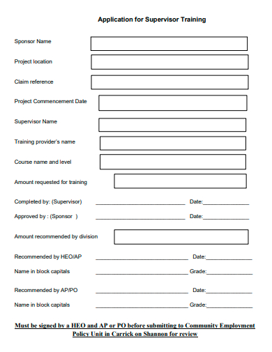 supervisor training application template