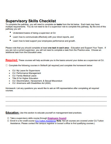 supervisory skills checklist template