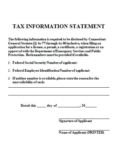 tax information statement template