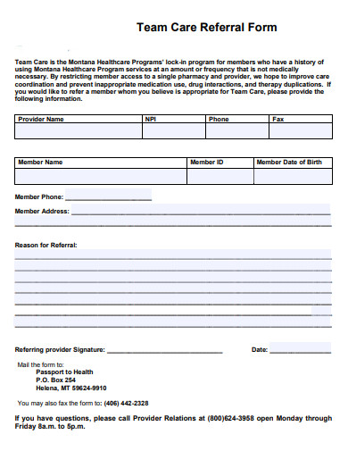 team care referral form template