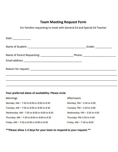 team meeting request form template