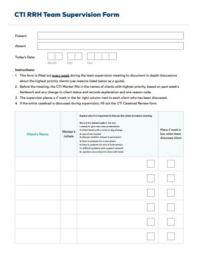 team supervision form template