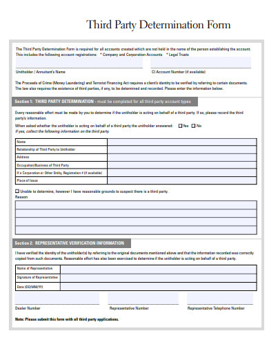 third party determination form template