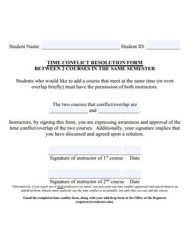time conflict resolution form template