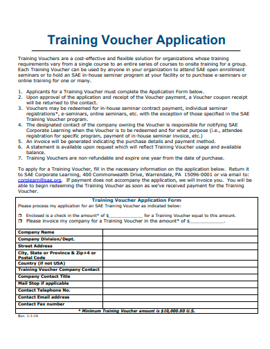 training voucher application template