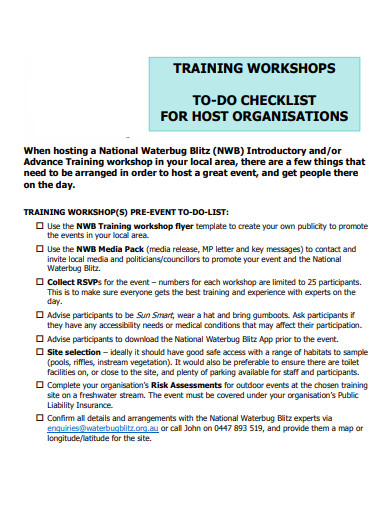 training workshop checklist template