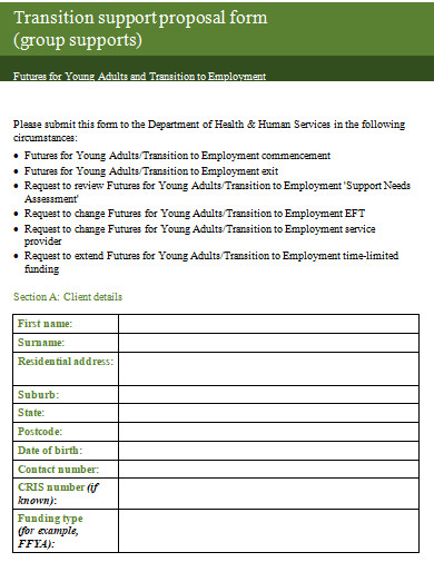 transition support proposal form template