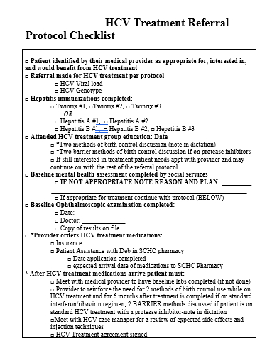 treatment referral protocol checklist template