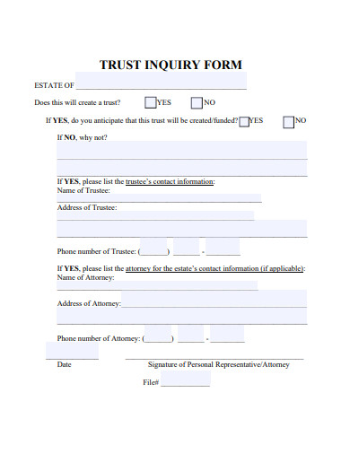 trust inquiry form template