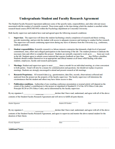undergraduate student and faculty research agreement template