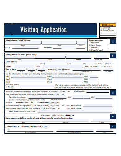 visiting application template