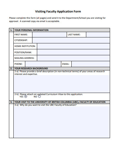 visiting faculty application form template