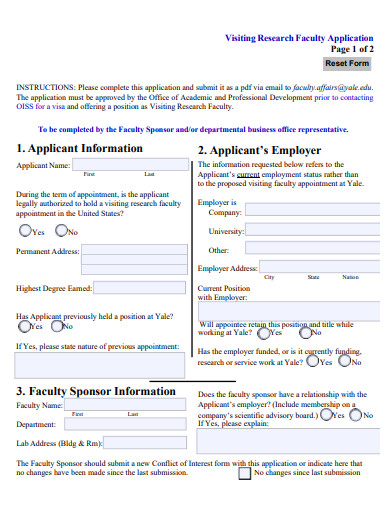 visiting research faculty application template