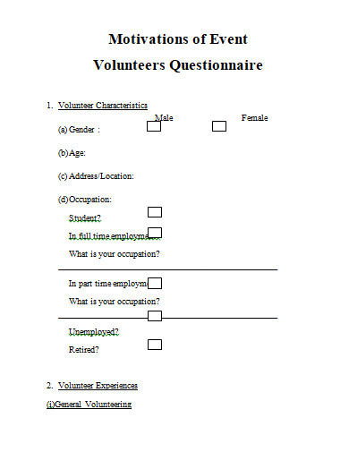 volunteer questionnaire in doc